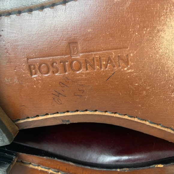 Bostonian Men's Leather Penny Loafer Shoes Pinch Mocassin Toe Burgundy Size 13 D - Picture 15 of 15